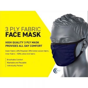 CV30 Navy 3 Ply Fabric Face Covering (Box 25)