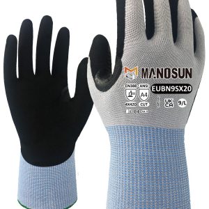 Manosun EUBN9SX20 18 Guage Black Nitrile Cut D Glove