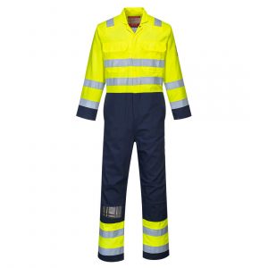 BIZ7 – Hi-Vis Anti-Static Bizflame Pro Coverall Yellow/Navy