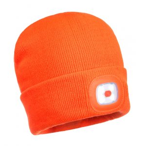 B029 Beanie USB Rechargeable LED Head Light Orange