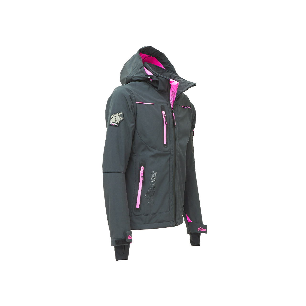 FU187GF U Power Ladies Space Softshell Jacket Grey Fucsia - Image 3